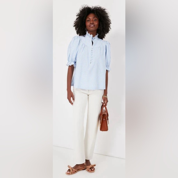 Tuckernuck+Pomander Place Blue+White Striped Selena Blouse | XL | NWT - Picture 7 of 10